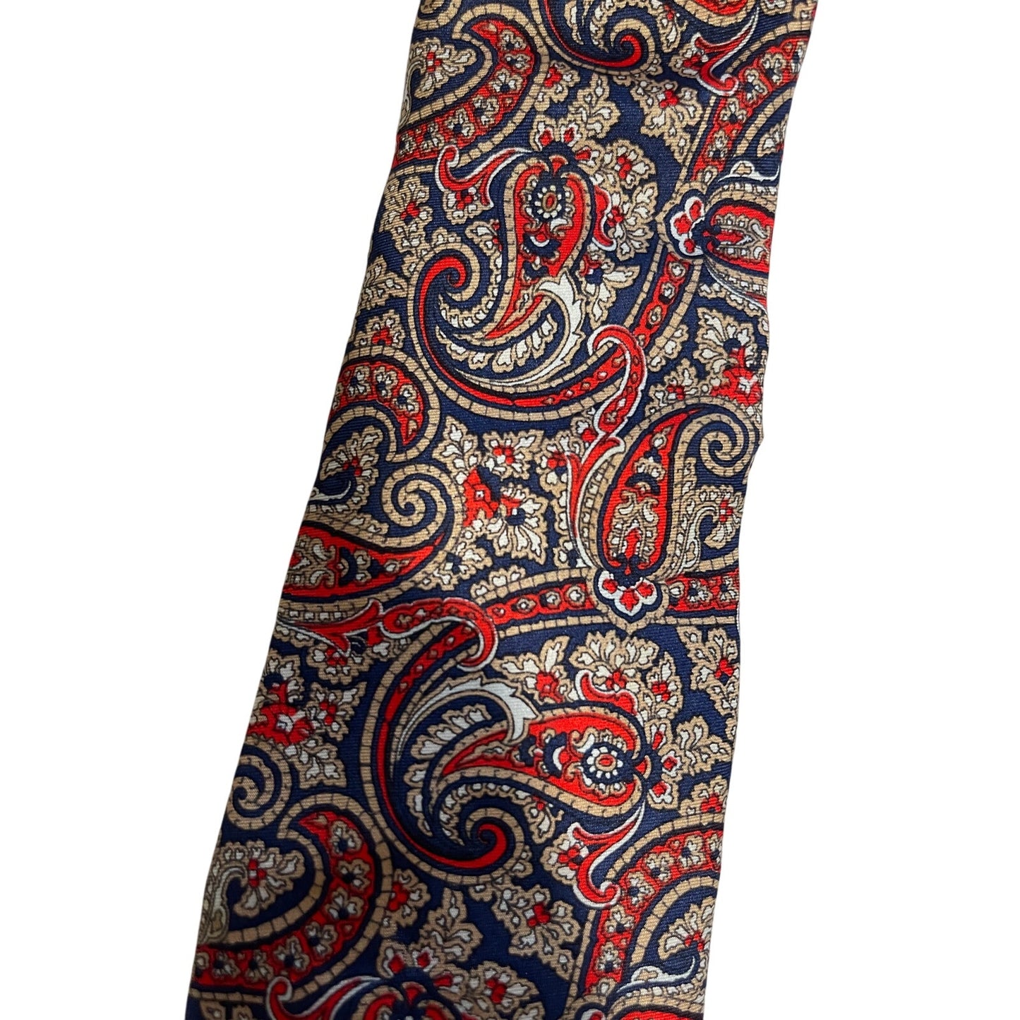 Vintage Christian Dior 100% Silk Red Paisley Print Retro Designer Necktie