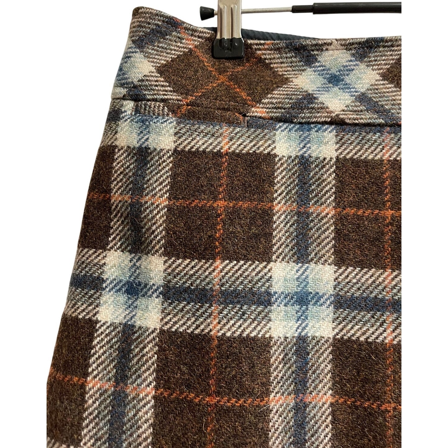 L.L. Bean Favorite Fit Wool Blend Brown Plaid Skirt Size 8