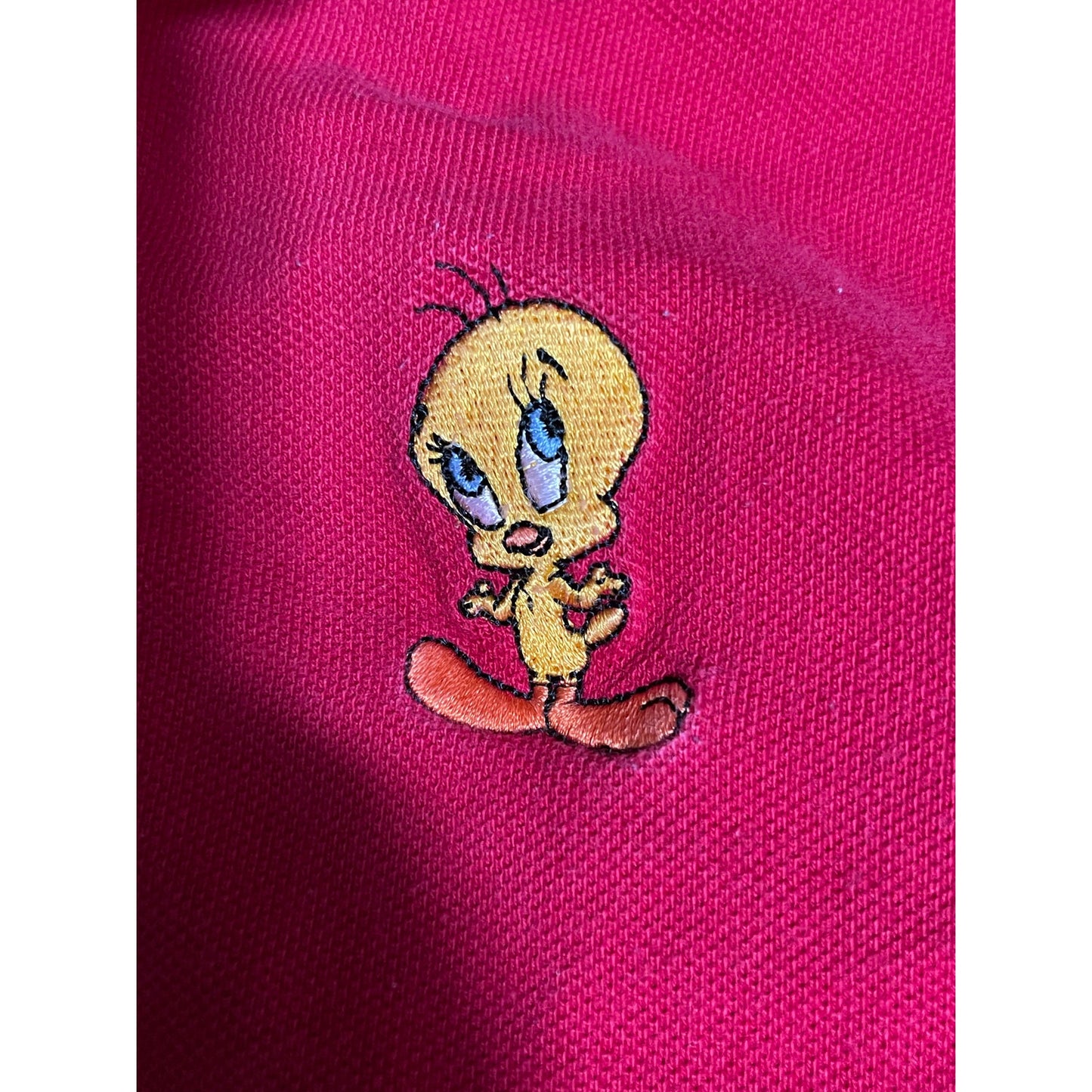 Vintage 90's Looney Tunes Tweety Bird Embroidered Polo Shirt - Medium