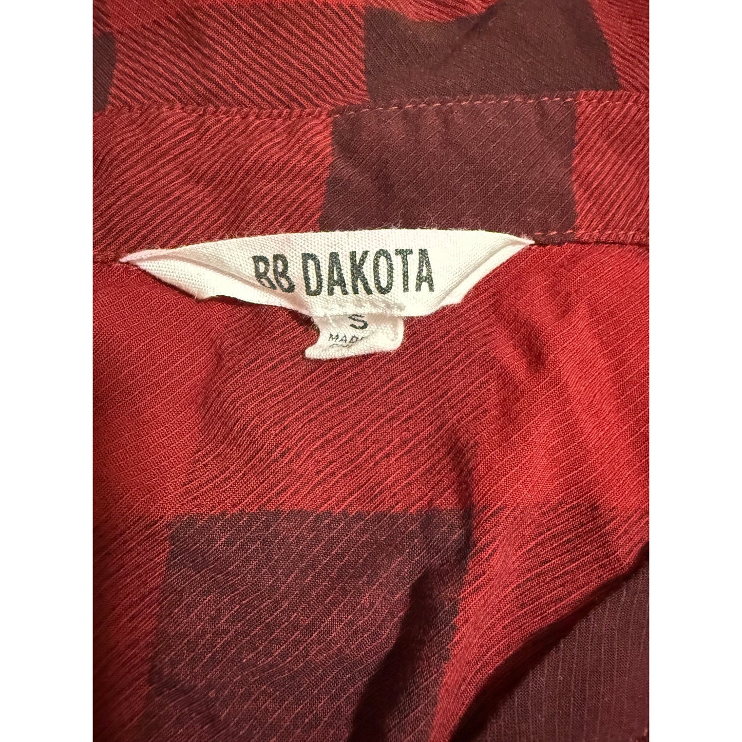 BB Dakota Red Plaid Collared Long Sleeve Shirt Dress - Size Small