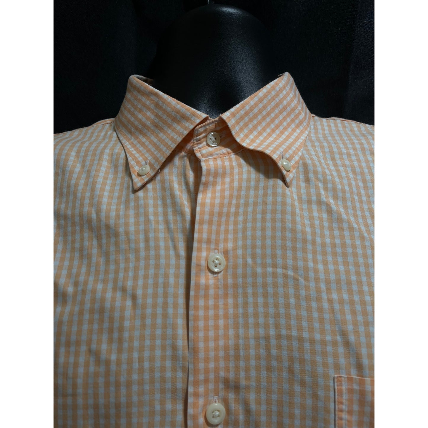 Peter Millar Crown Soft Cotton & Silk Blend Peach & White Checkered Shirt - XL
