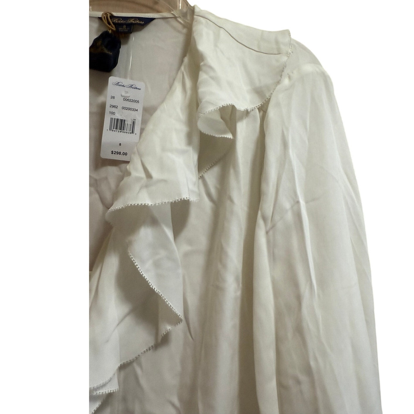 Brooks Brothers Size 8 White Sleeveless Ruffle Blouse - NWT - $298 MSRP