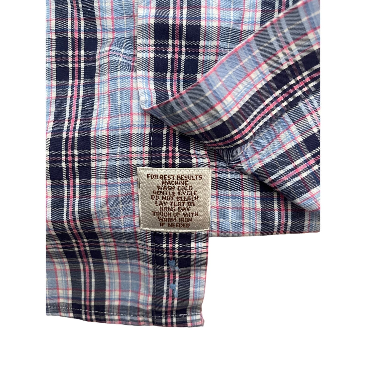Peter Millar - Blue & Pink Plaid - 100% Cotton - Small - Long Sleeve Shirt