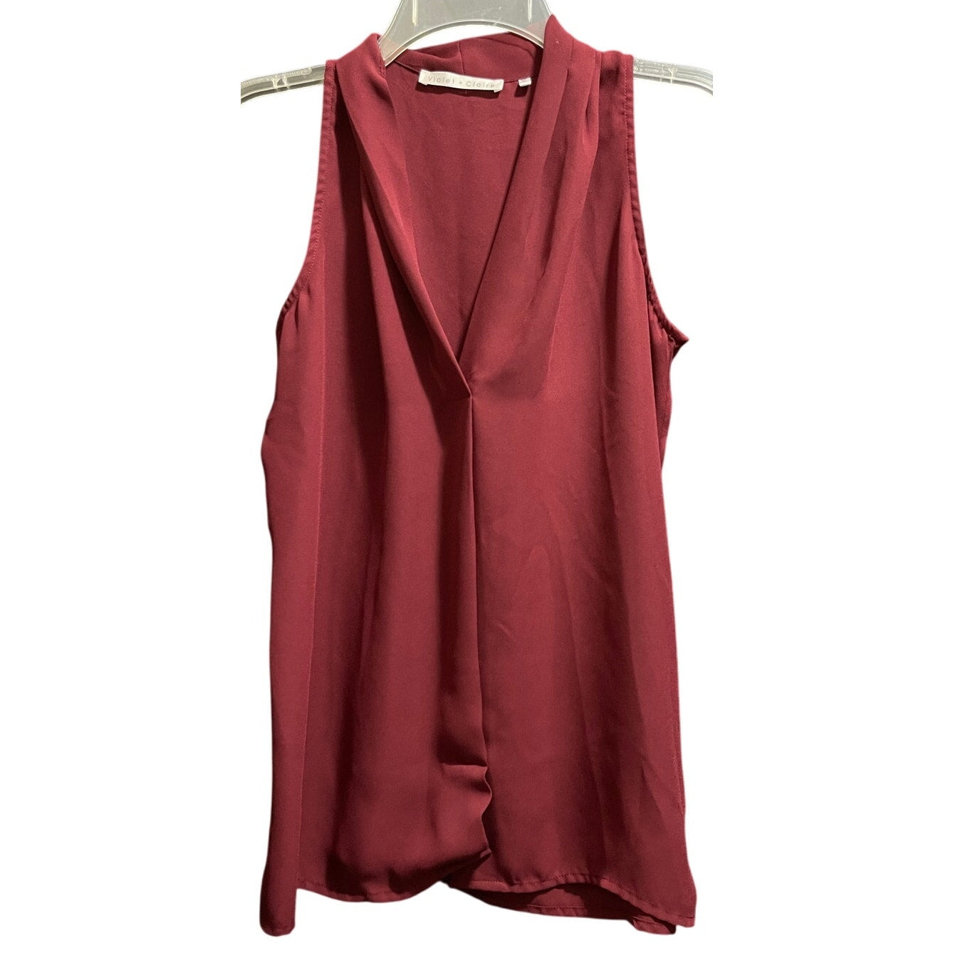 Violet & Claire Size Small Burgundy Sheer Sleeveless Blouse