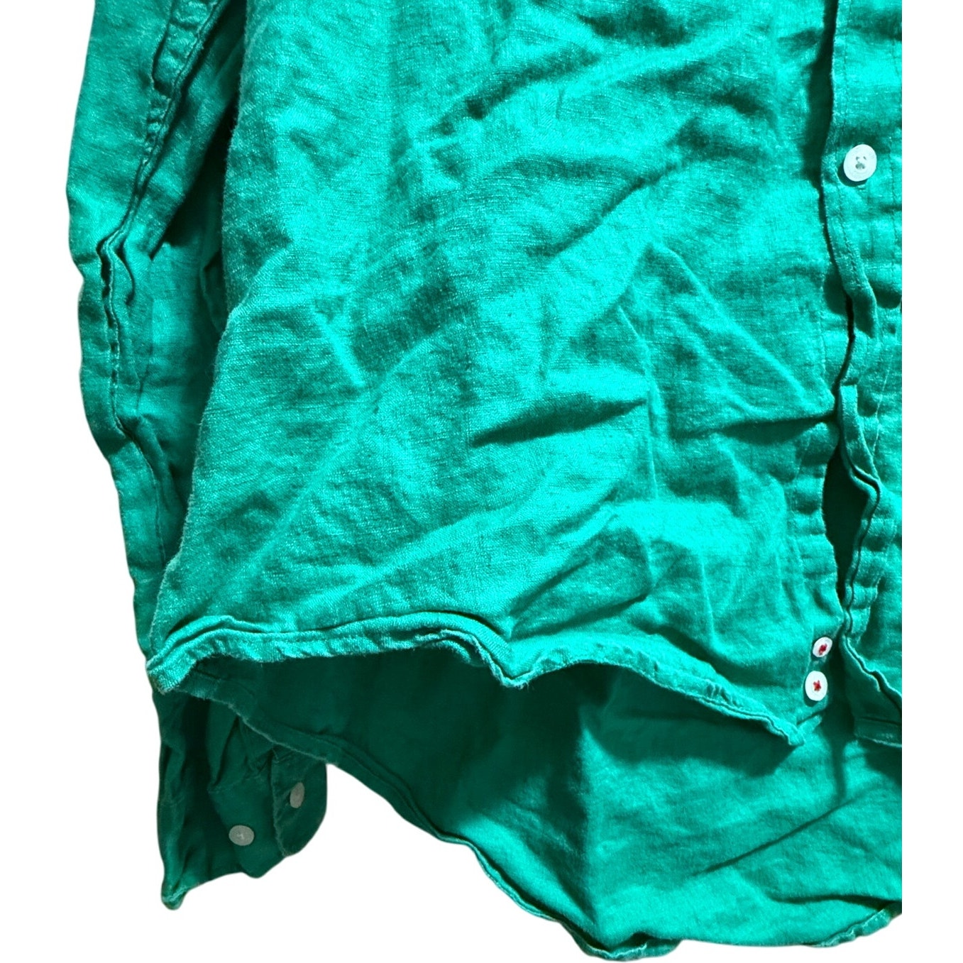 Felix 100% Linen Kelly Green Button Up Blouse - Size XXL