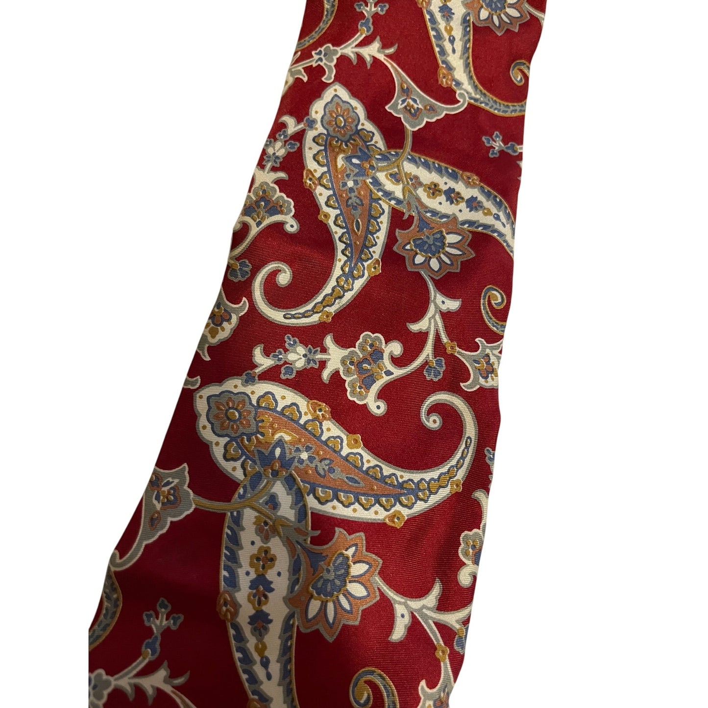 Vintage Abercrombie & Fitch Red Paisley Print 100% Silk Men's Necktie Retro Tie