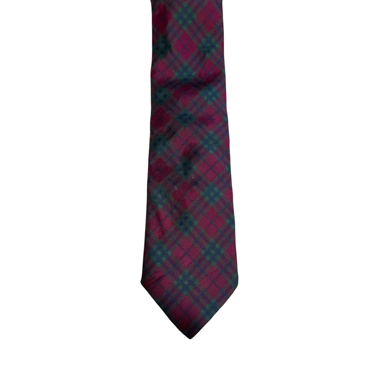 Vintage Carson Pirie Scott Purple / Pink & Teal Plaid 100% Italian Silk Necktie