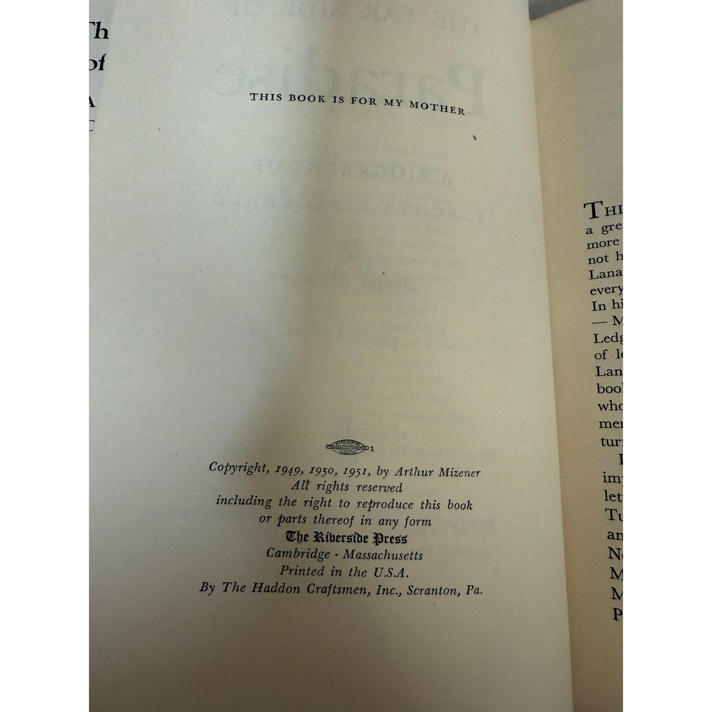 The Far Side of Paradise - F Scott Fitzgerald - Arthur Mizener - 1951 - Harcover