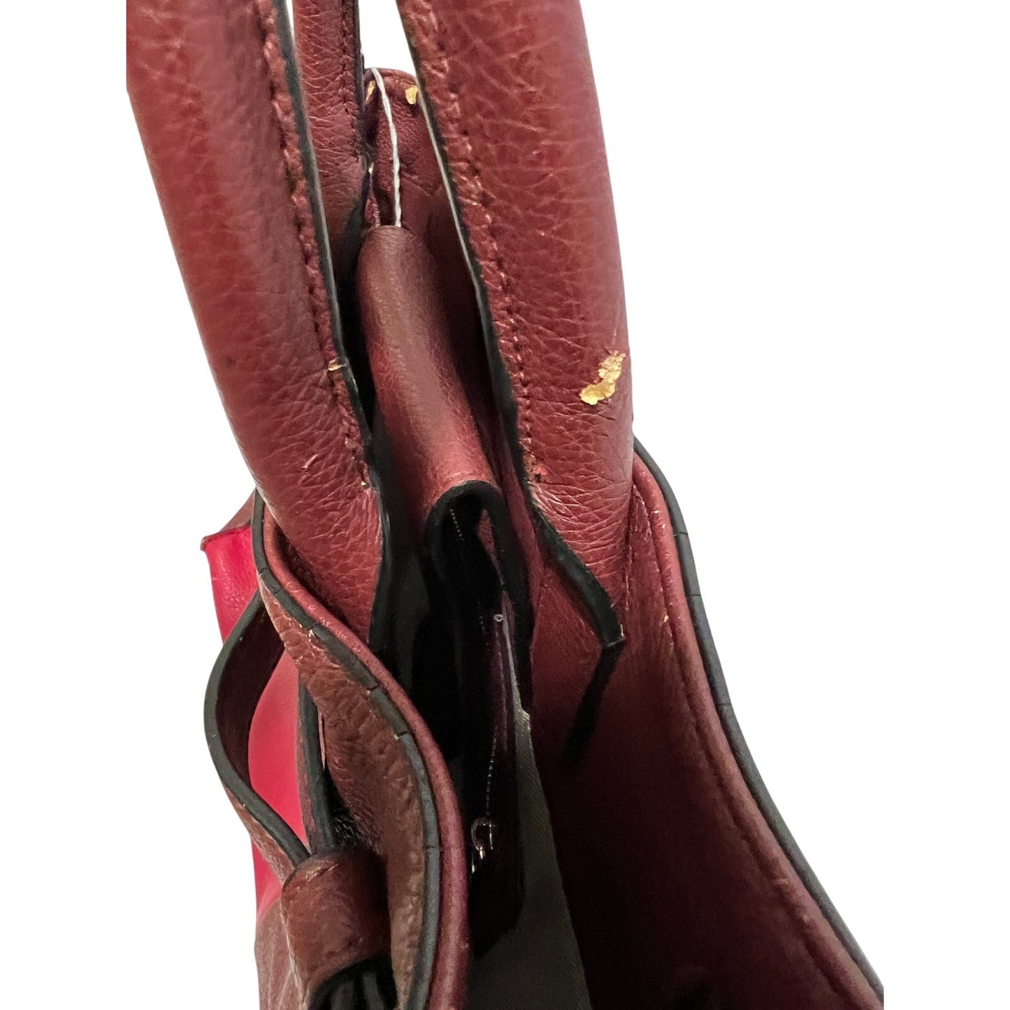 Reed Leather Purse - Red and Burgundy - Top Handle