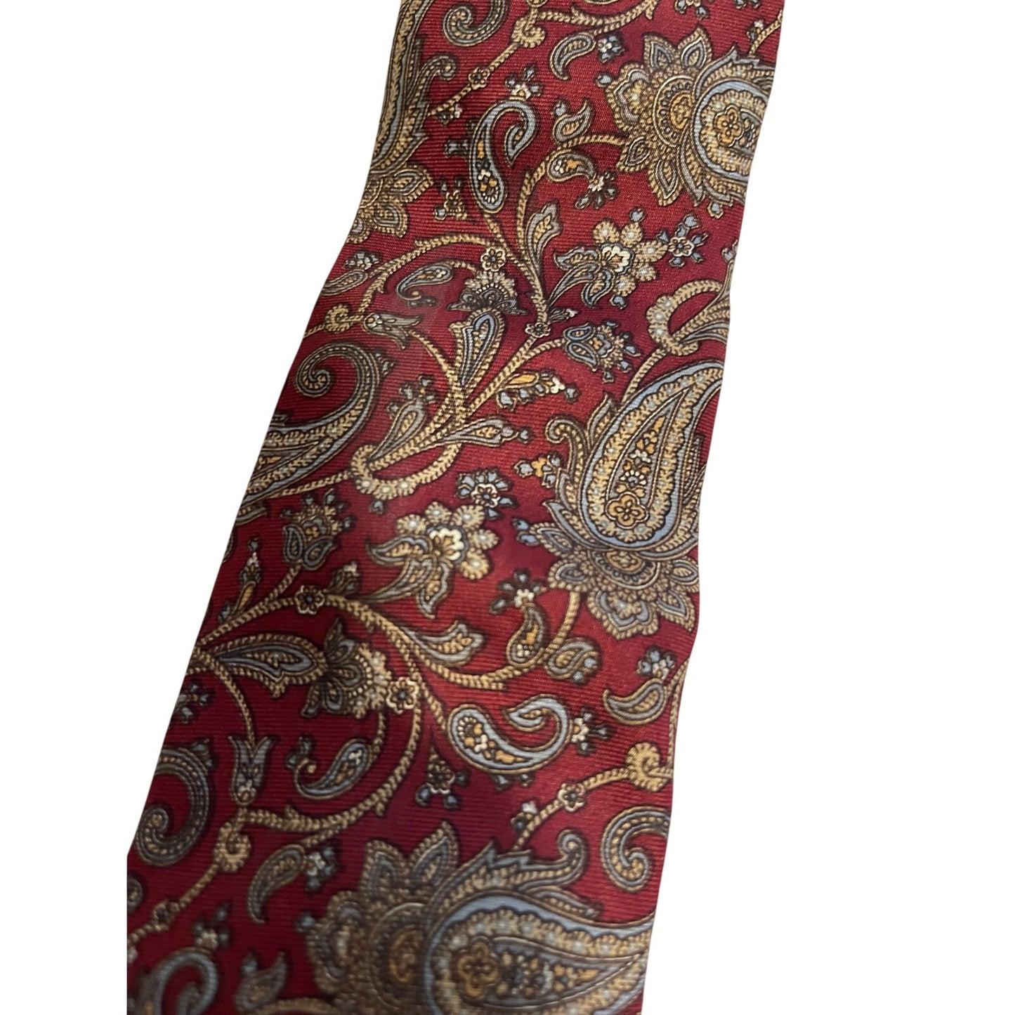 Vintage John Comfort Burgundy Paisley Print 100% Silk Necktie