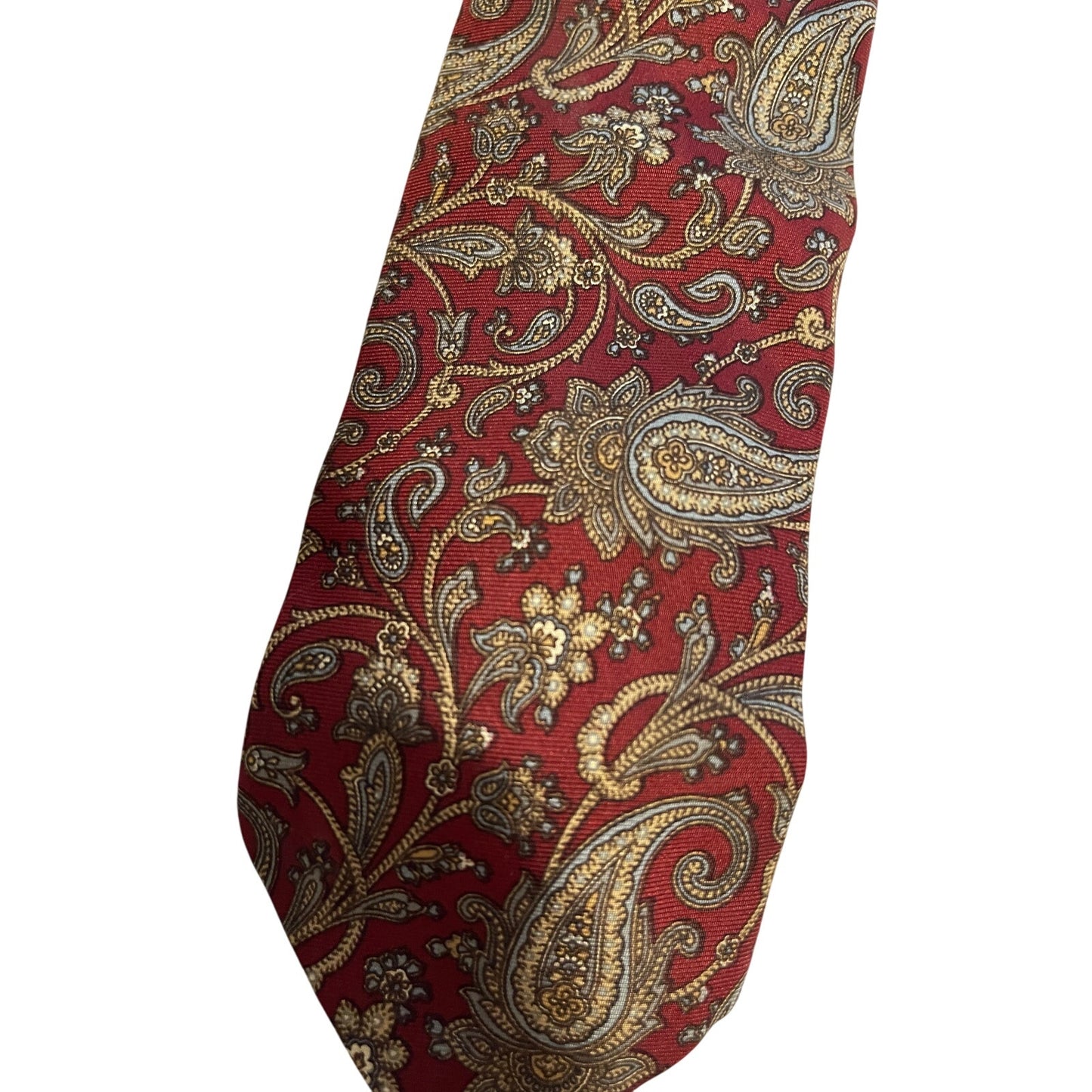 Vintage John Comfort Burgundy Paisley Print 100% Silk Necktie