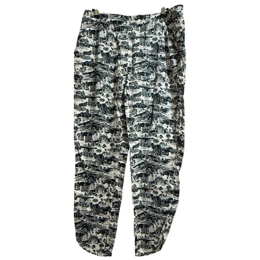 Marine Layer Size Medium Blue and White Island Print Elastic Waist Pants