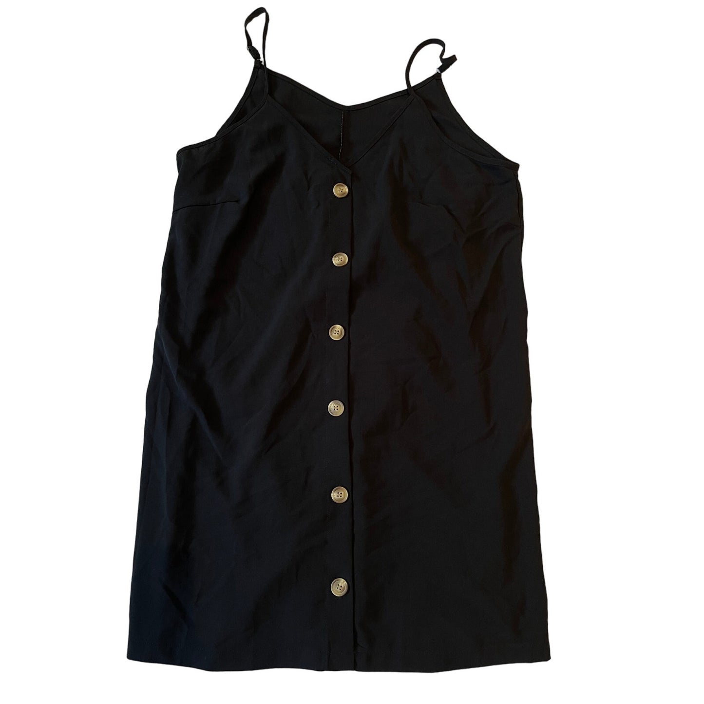 Unbranded Size Medium / Large Black Tank Blouse w/ Brown Buttons