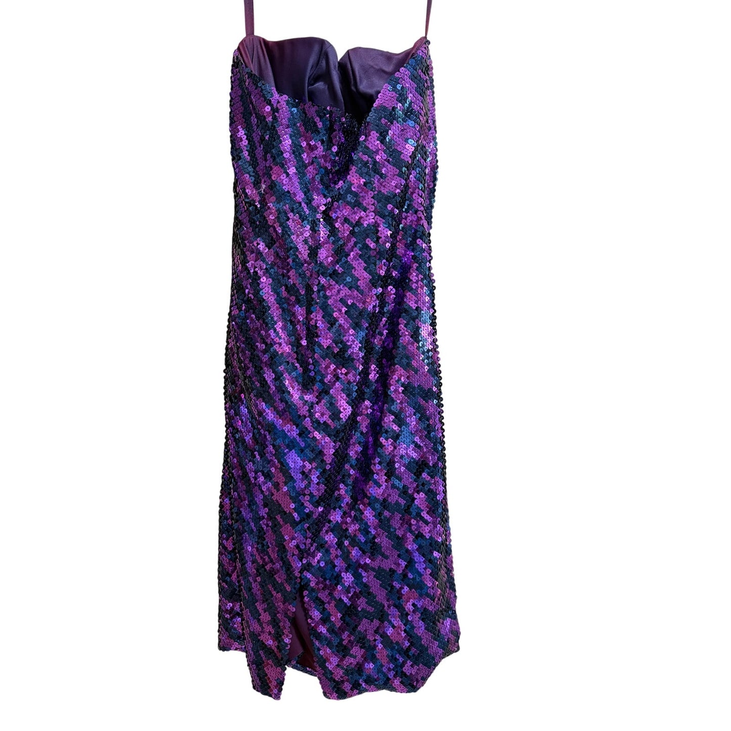Alyce Designs Size 10 Purple & Black Sequined Sleeveless Dress