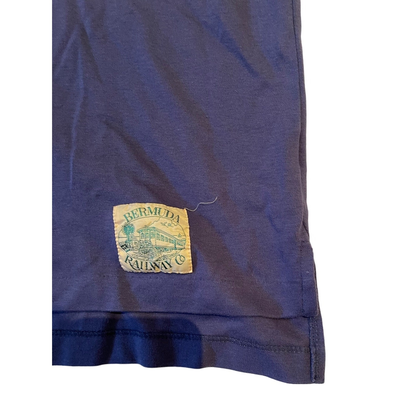 Vintage Bermuda Railway 100% Cotton Medium Blue / Purple Polo Shirt Golf