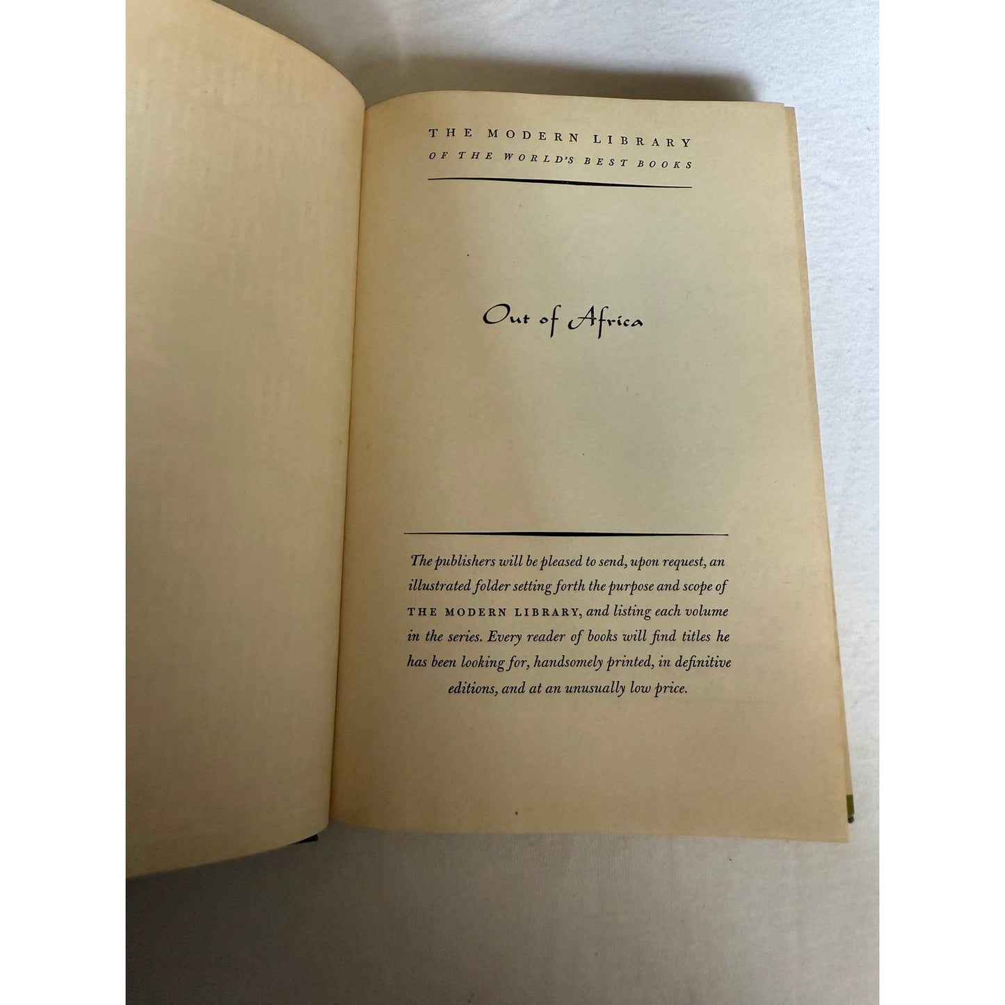 Out of Africa - Isak Dinesen - With Dust Jacket - 1952 - Hardcover
