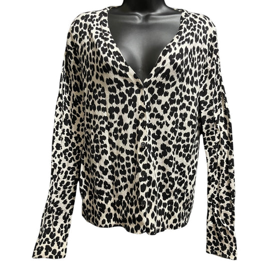 Anne Taylor the LOFT Size Medium Animal Print Cardigan Knit Sweater
