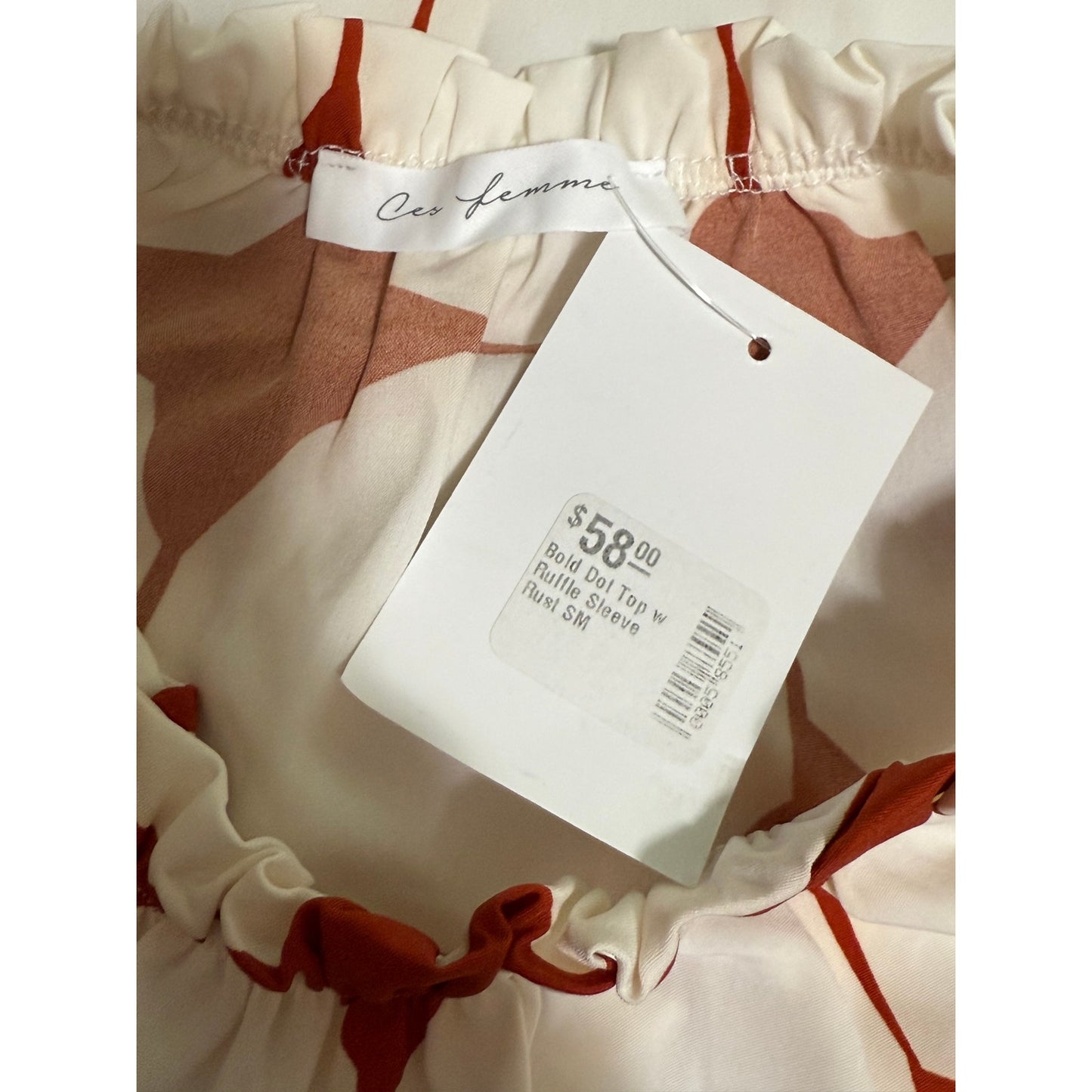 Ces Femme Red and White Patterned Sleeveless Blouse - Size Small - NWT
