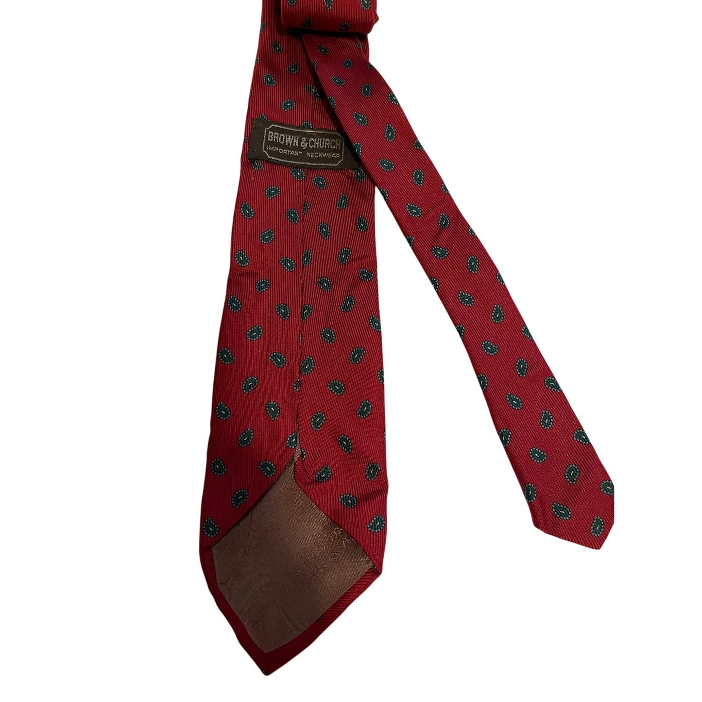 Vintage Brown & Church All Silk Red Patterned Necktie