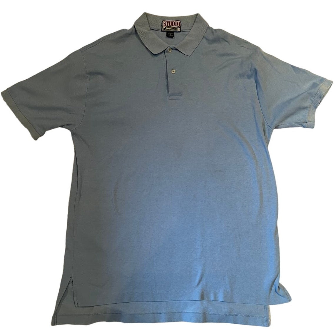 Vintage 90s Studio Chesterfield 100% Cotton Baby Blue Polo Shirt Mens Size Large