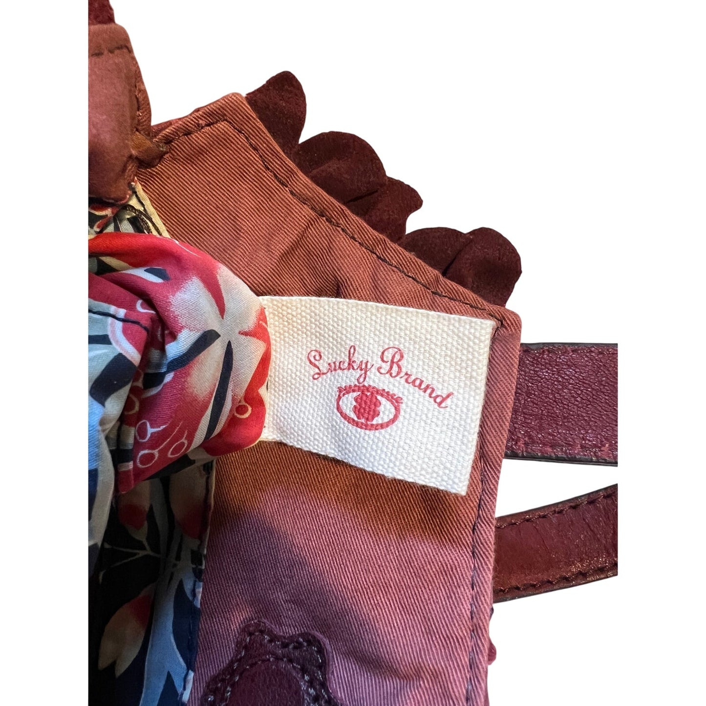 Lucky Brand Brick Red Distressed Lamb Leather Shoulder Bag