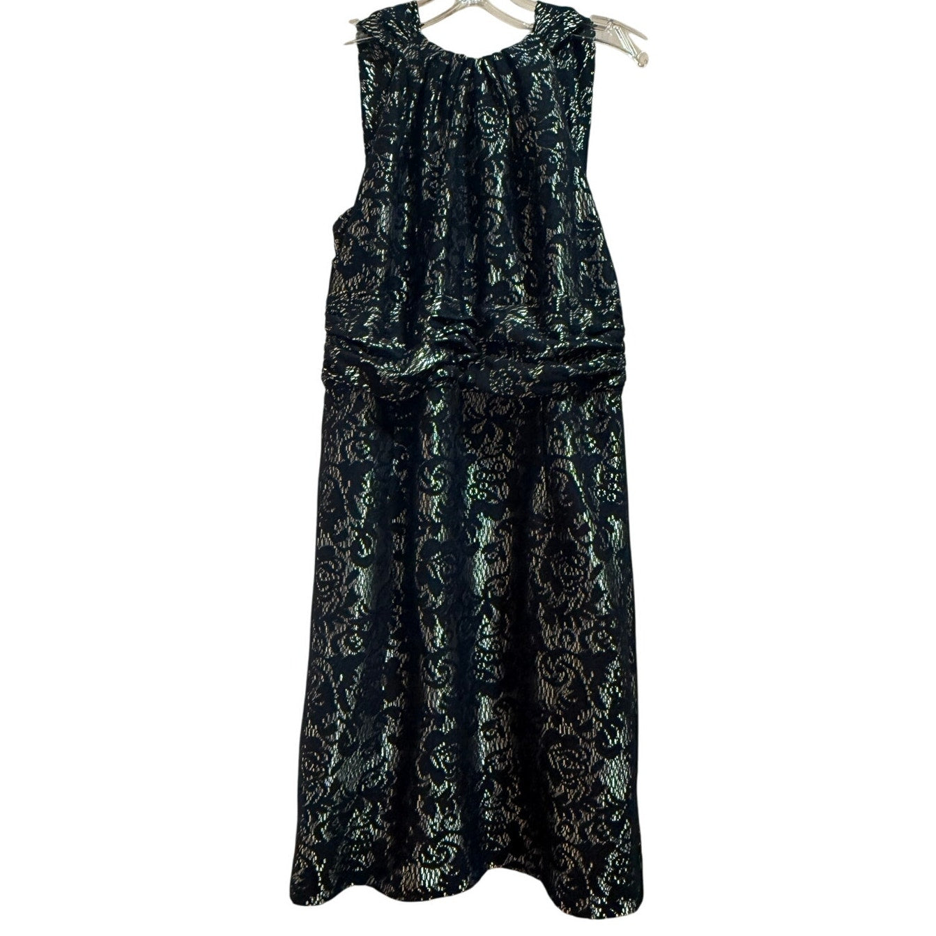 David Meister Gold and Black Lace Sleeveless Mini Dress - Size 8
