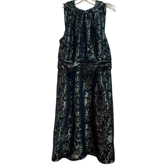 David Meister Gold and Black Lace Sleeveless Mini Dress - Size 8