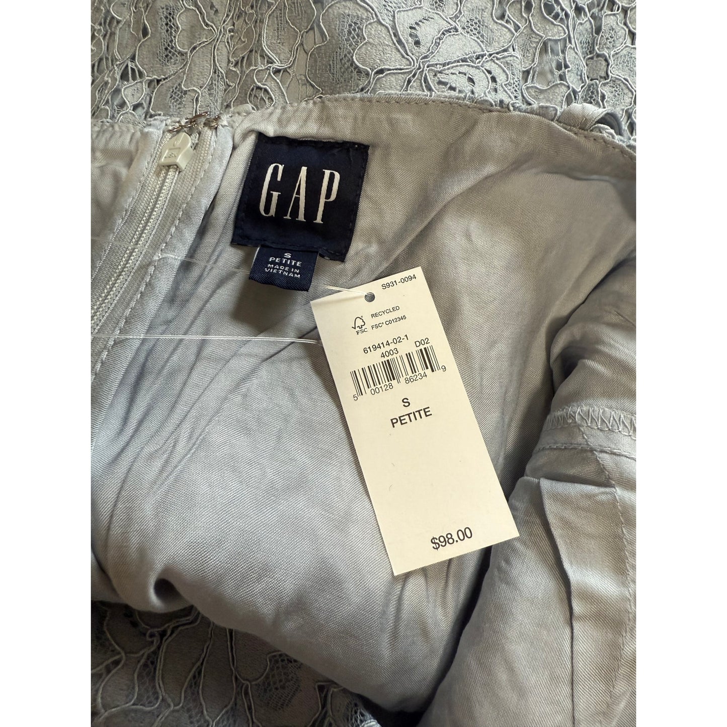 GAP Blue / Gray Lace Sleeveless Maxi / Midi Dress - Small Petite - NWT $98 MSRP
