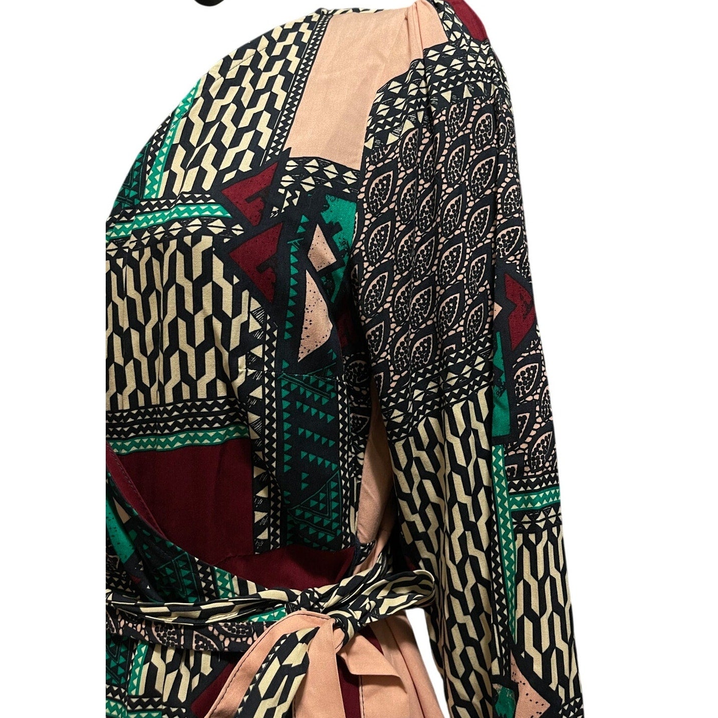 Porridge Clothing Multi-Color Abstract Wrap Dress - Size XS
