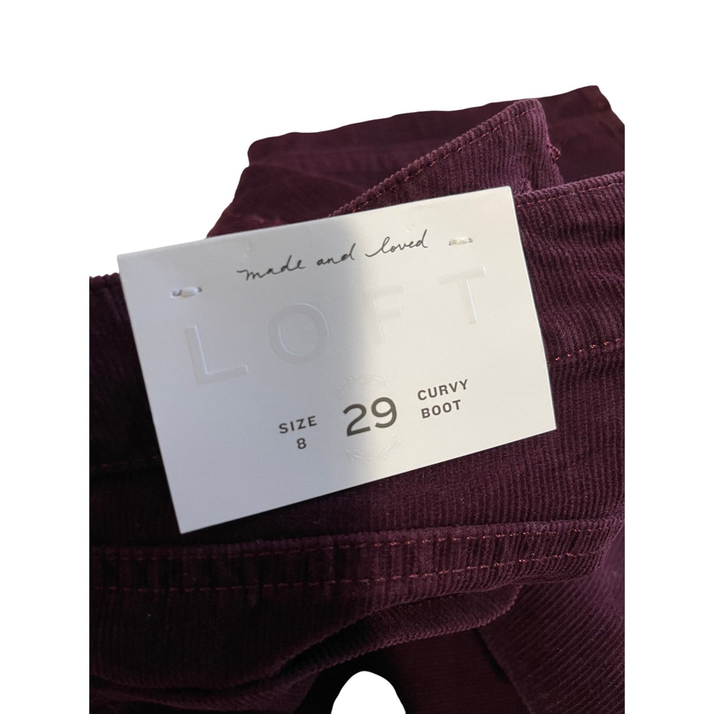 NWT Ann Taylor The Loft Aubergine Burgundy Corduroy Curvy Bootcut Jeans Size 29