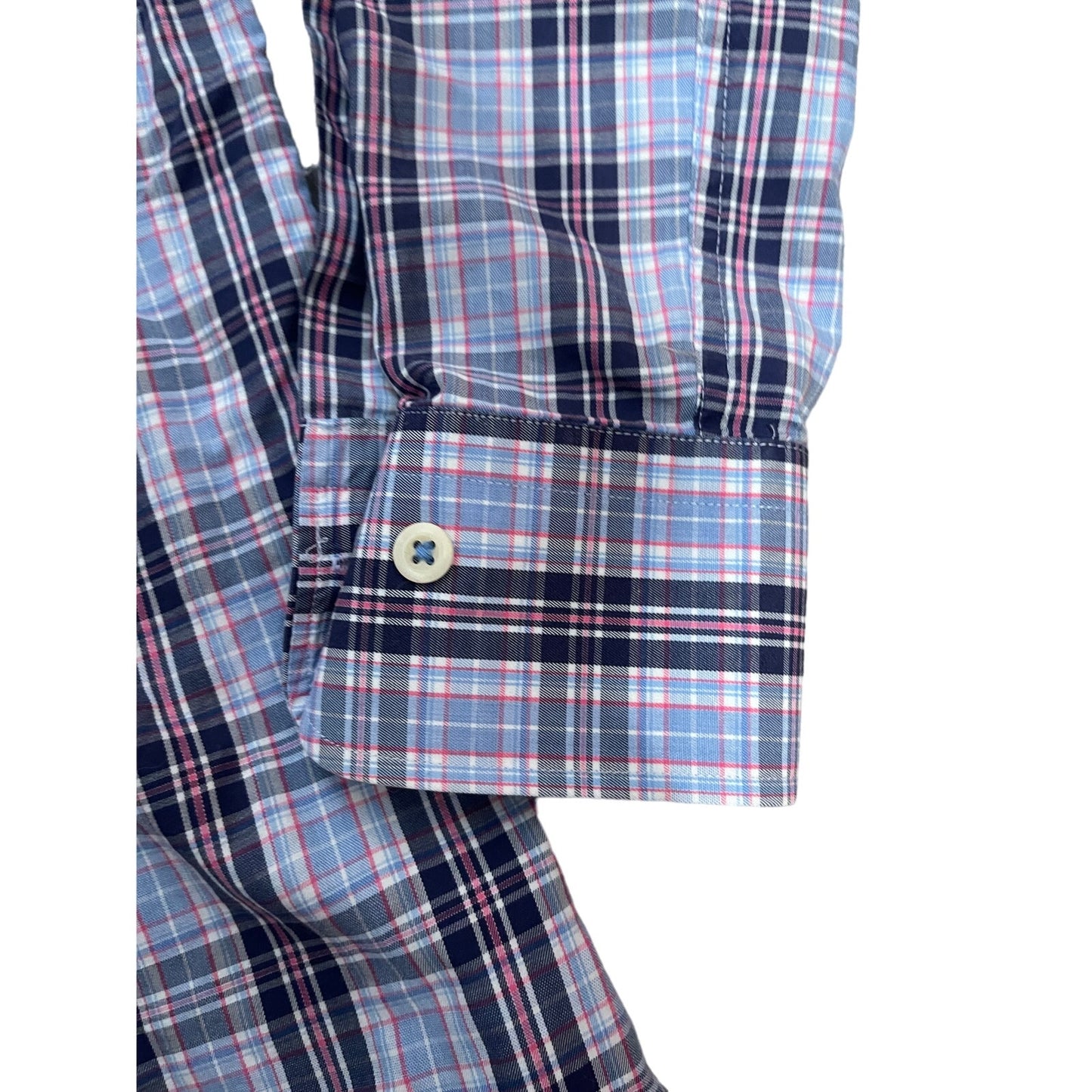 Peter Millar - Blue & Pink Plaid - 100% Cotton - Small - Long Sleeve Shirt