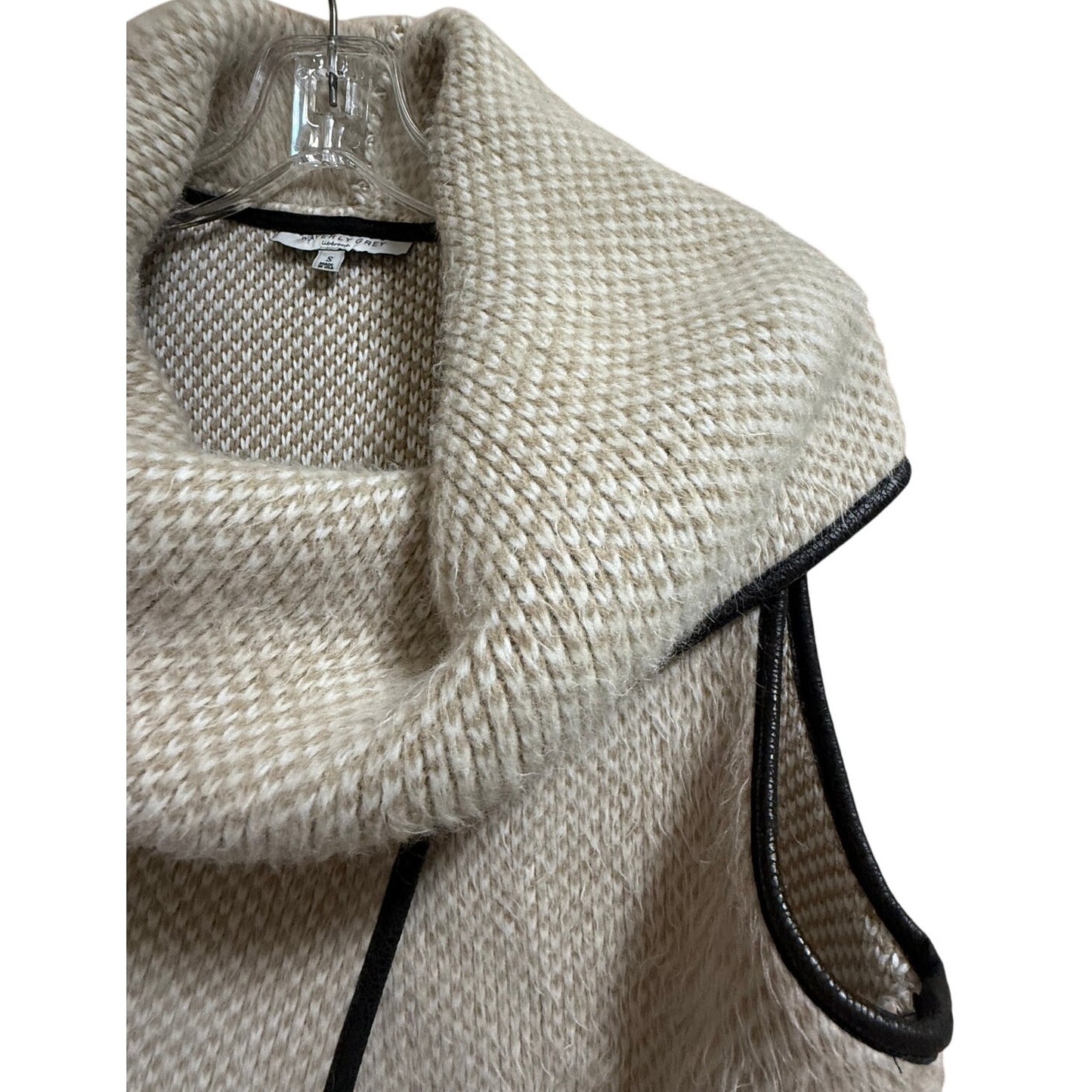 Waverly Grey Tan and White Sleeveless Knit Sweater - Size Small