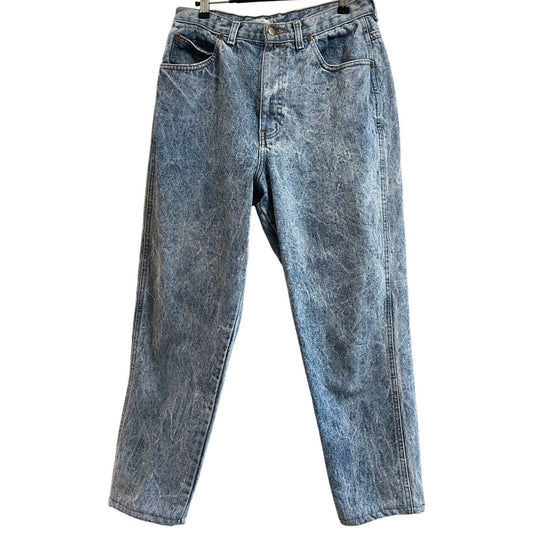 Vintage 80's Chic Acid Wash Denim Jeans Straight Leg High Rise - Size 14