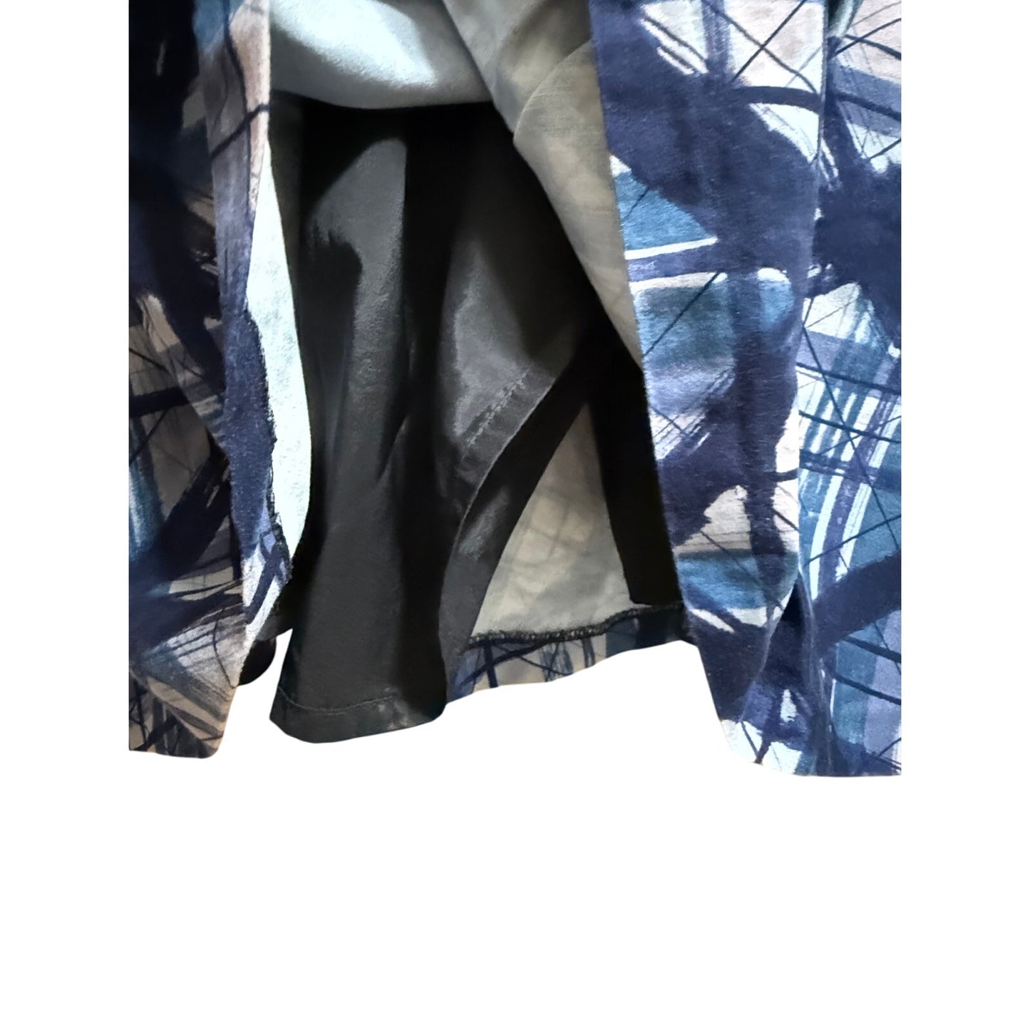 Review Blue Abstract Design Size 10 Midi Skirt