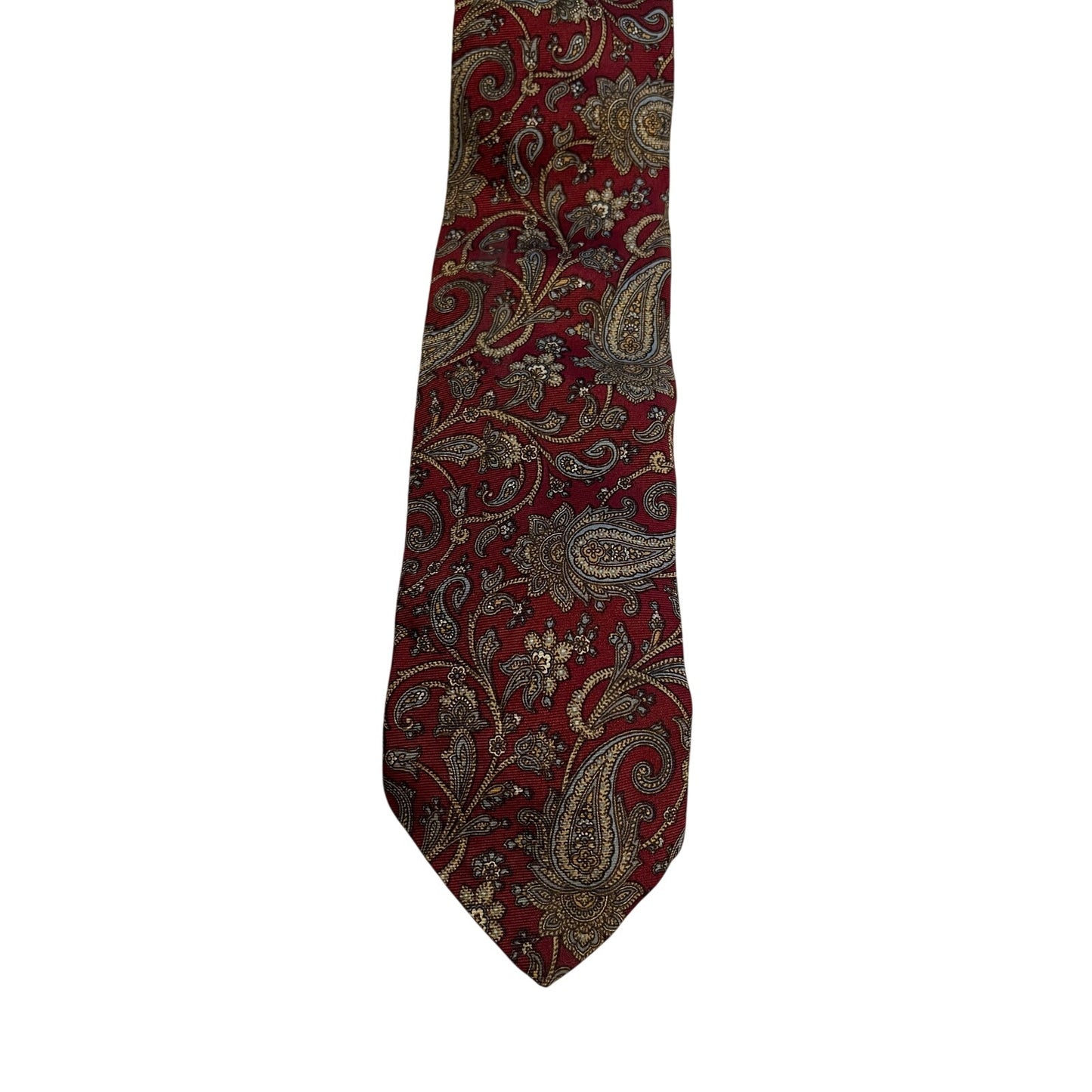 Vintage John Comfort Burgundy Paisley Print 100% Silk Necktie