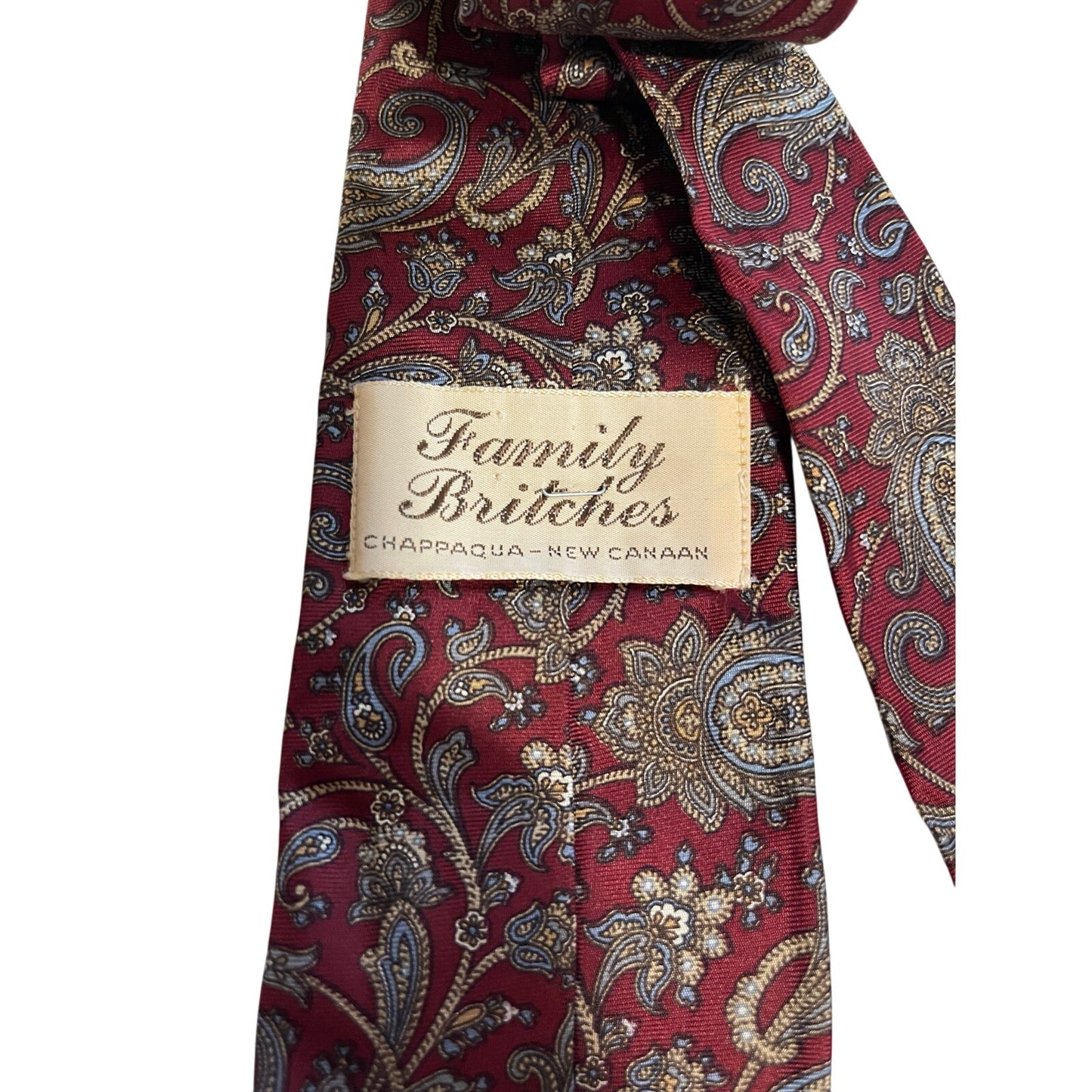 Vintage John Comfort Burgundy Paisley Print 100% Silk Necktie