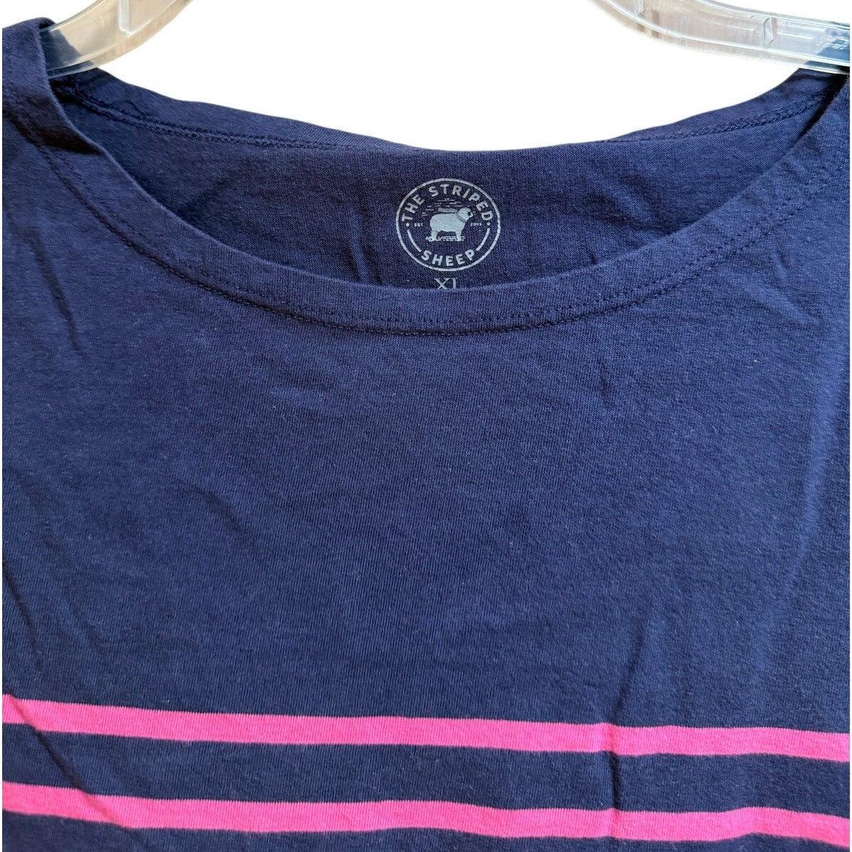The Striped Sheep Navy & Pink Striped Long Sleeve T-Shirt - Size XL