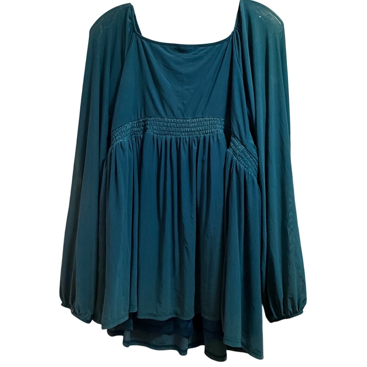 Torrid Teal Green / Blue Stretch Long Sleeve Blouse - Size 1 (Large)