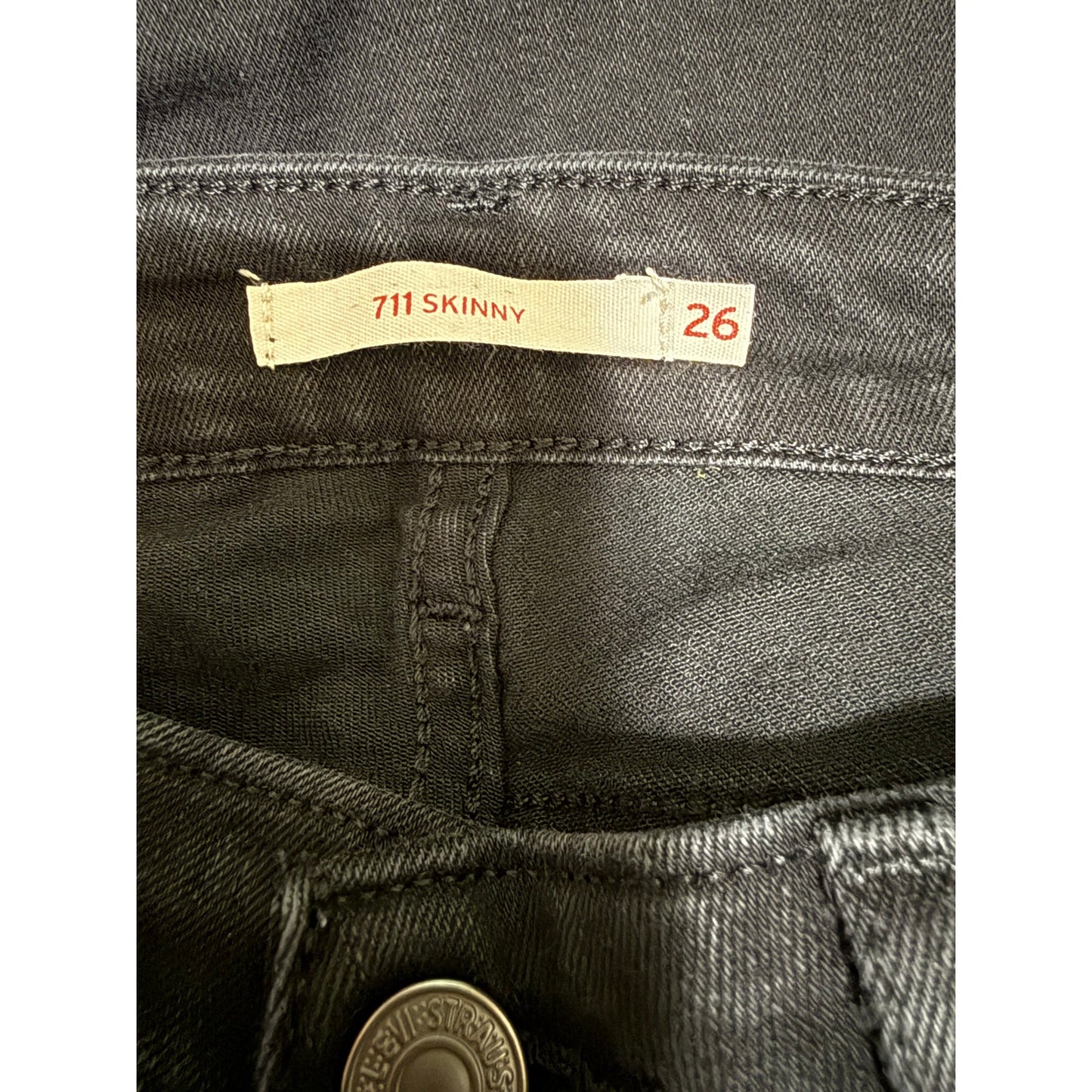 Levi's 711 Skinny Black Denim Jeans - Size 26