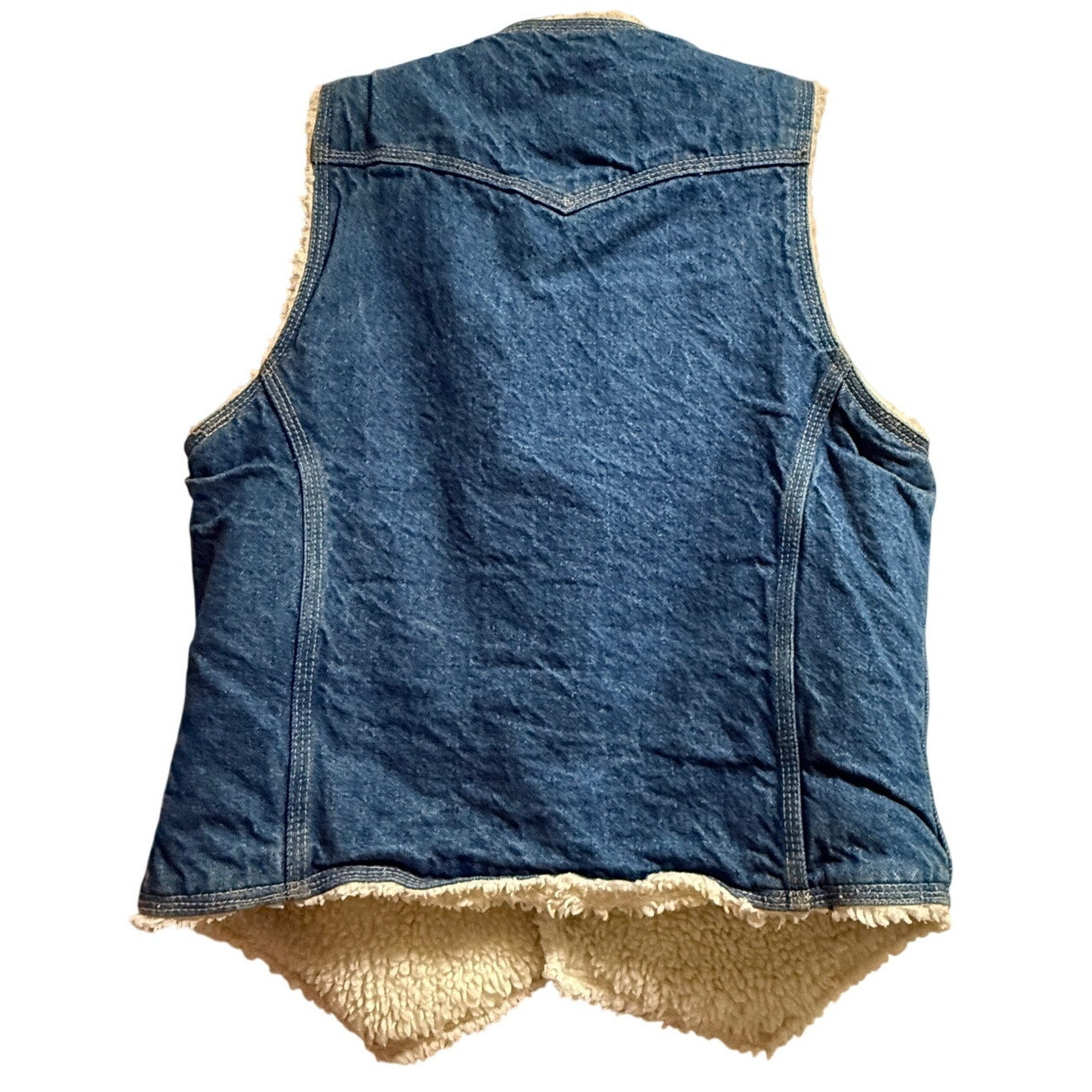 Vintage Levi's Orange Tab Sherpa Lined Denim Vest Blue Western - Medium