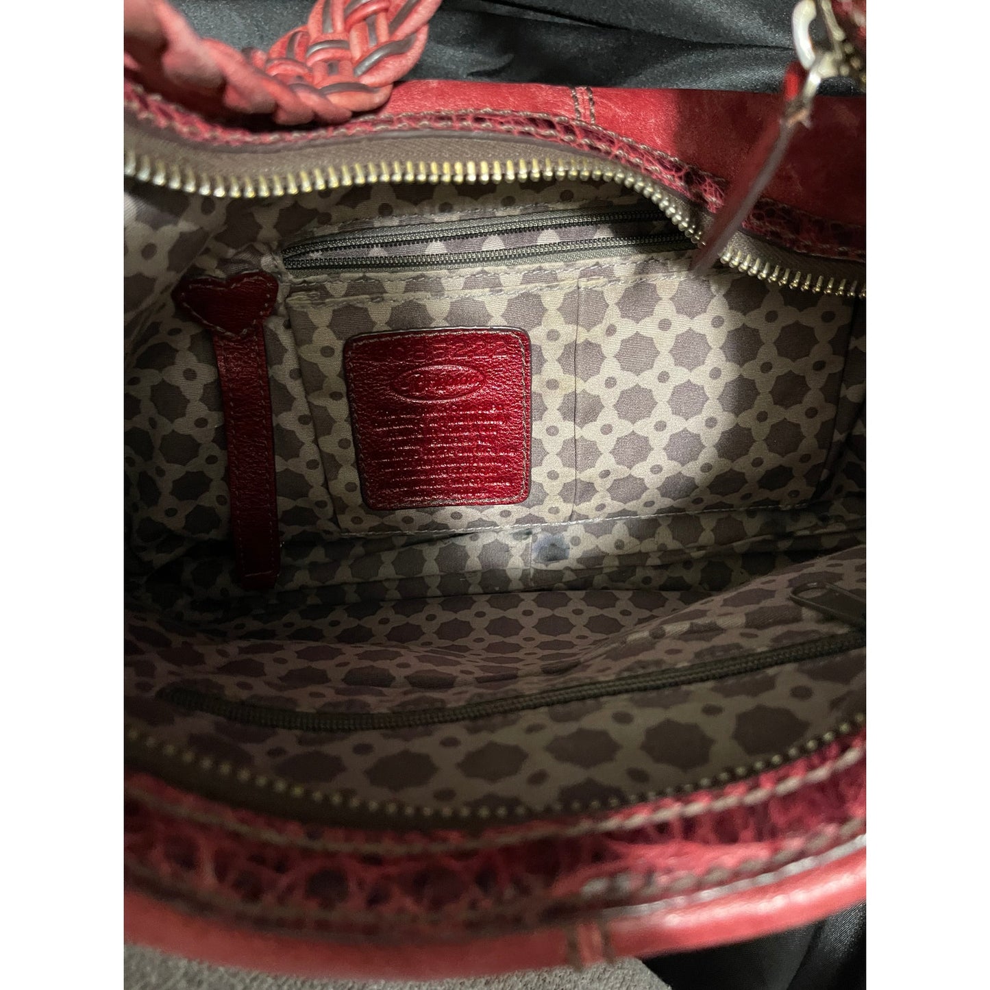 Brighton Florencia Valencia Hobo Red Leather Expandable Purse w/Dust Bag