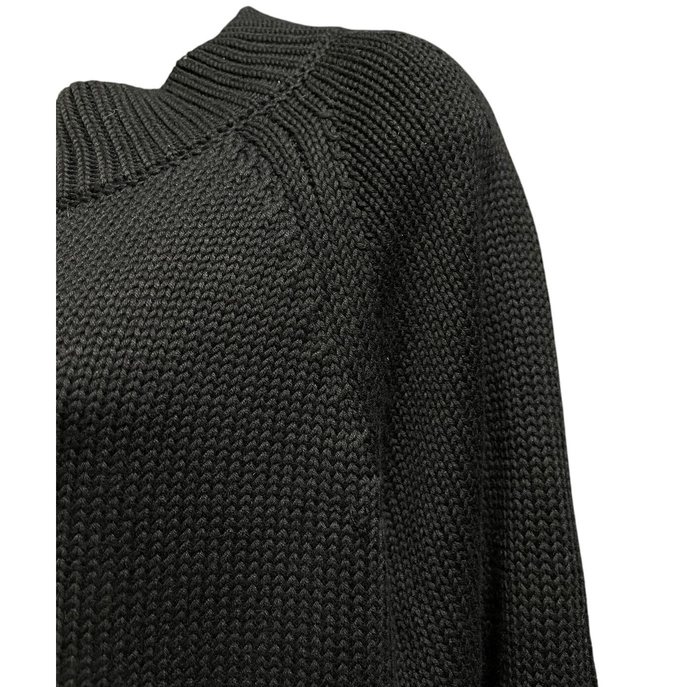 Cable Stitch Black and Brown Long Sleeve Knit Sweater Size Large