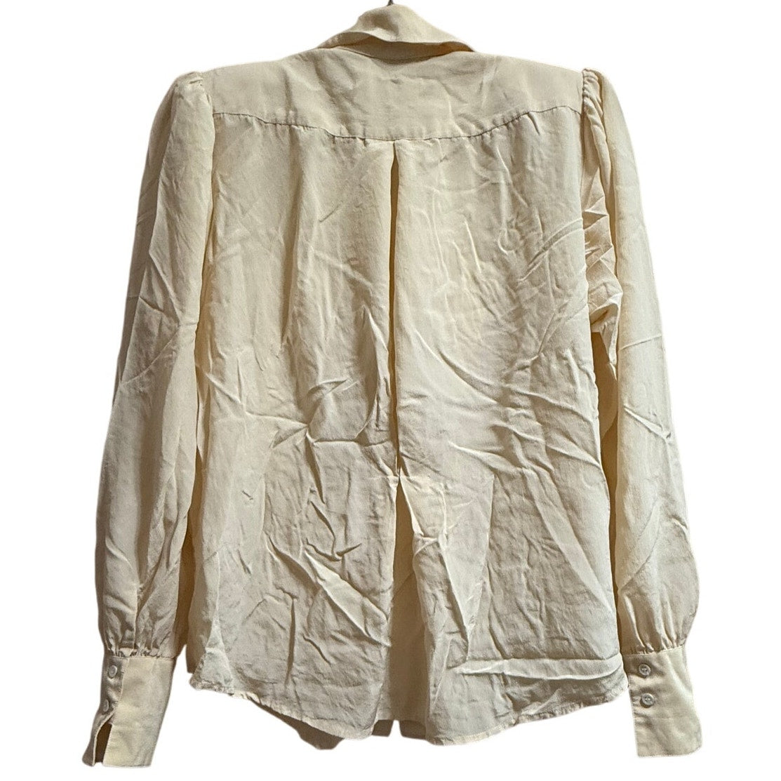 VTG Liz Claiborne Yellow Cream 100% Silk Button Up Blouse Size 6 Shoulder Pads