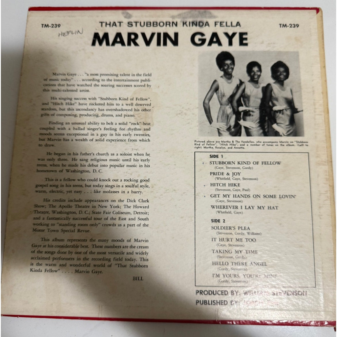 Marvin Gaye That Stubborn Kinda Fellow 1963 Pressing TM-237 - 12" Vinyl