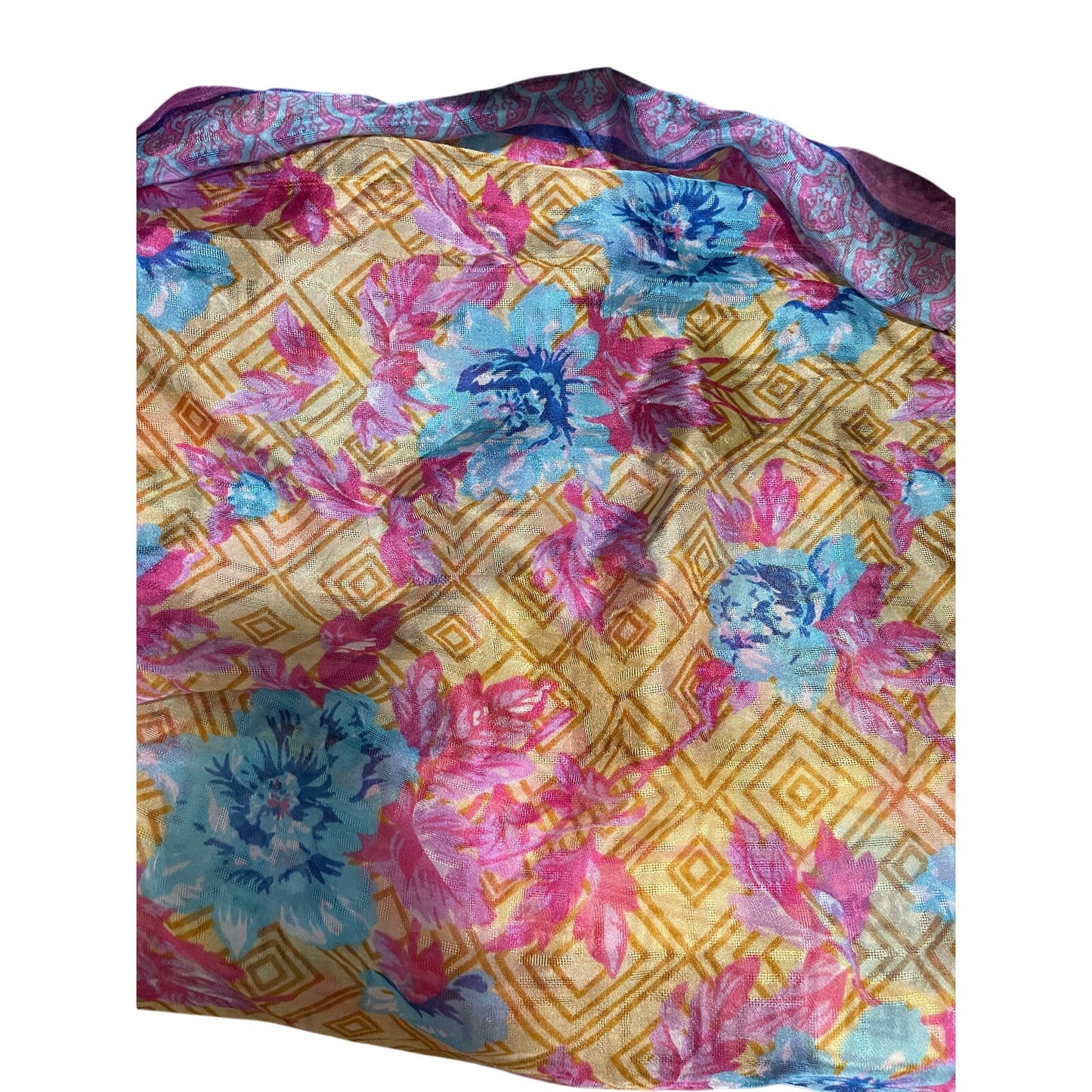 Unbranded Pink Yellow and Blue Floral Shawl