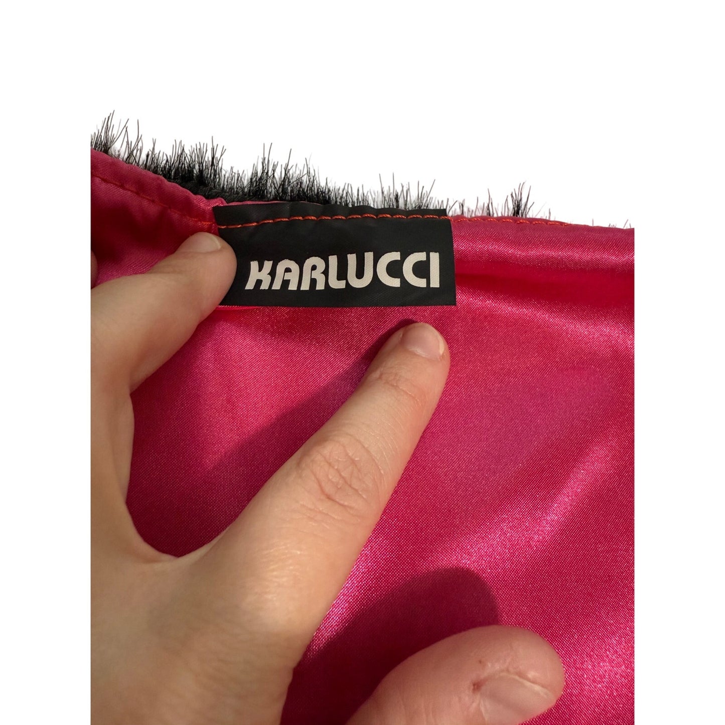 Karlucci Unreleased Black Fur Tote - Pink Satin Lining - NWT