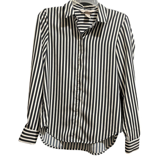 H&M Black & White Striped Long Sleeve Size 0 Oversized Blouse