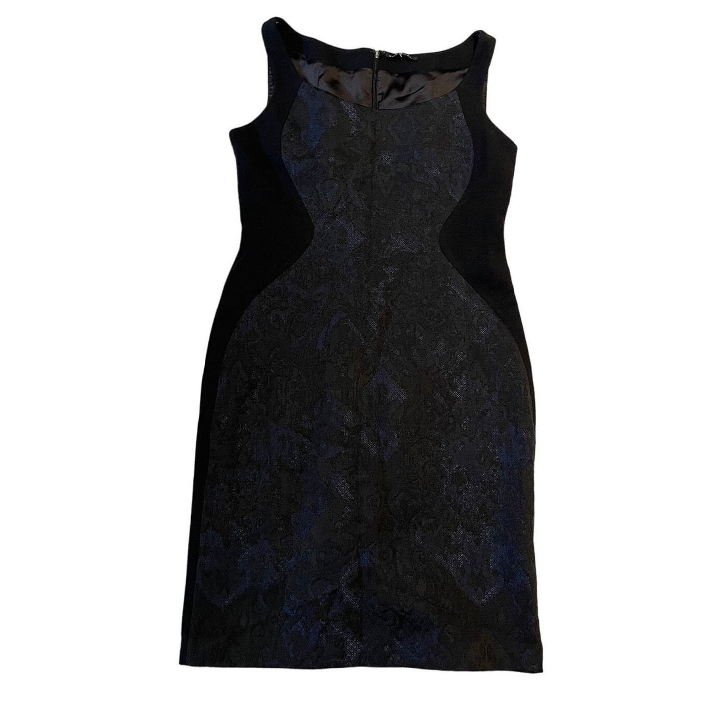 Elie Tahari Black & Blue Lace Sleeveless Shift Dress Size 10