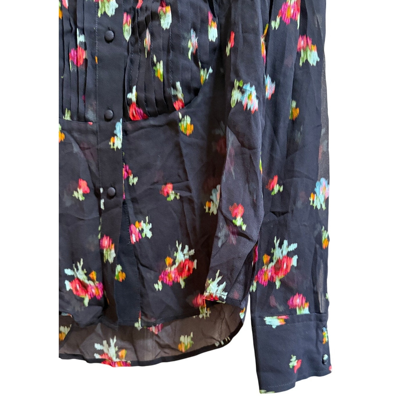 Hill House The Mellie Top Black Floral Blouse Long Sleeve - NWT - Size Small