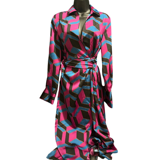 House of Harlow 1960 Pink & Blue Wrap Dress - Long Sleeve - XS